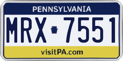 PA license plate MRX7551