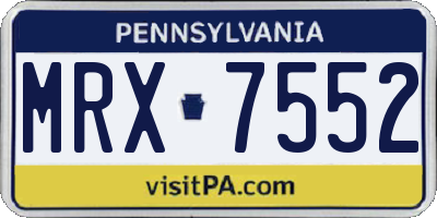 PA license plate MRX7552