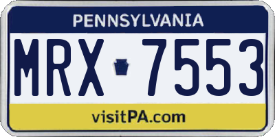 PA license plate MRX7553