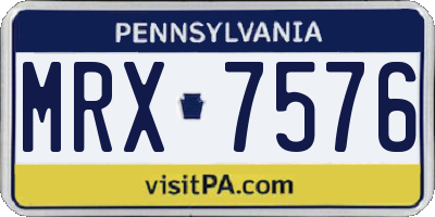 PA license plate MRX7576
