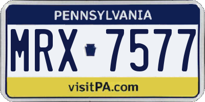 PA license plate MRX7577
