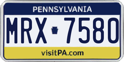 PA license plate MRX7580