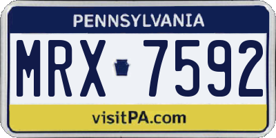 PA license plate MRX7592