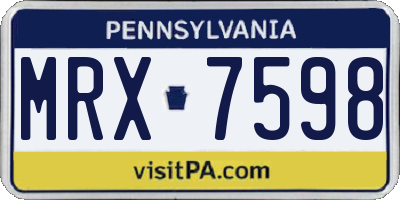PA license plate MRX7598