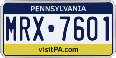 PA license plate MRX7601