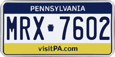 PA license plate MRX7602