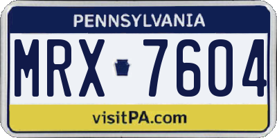 PA license plate MRX7604