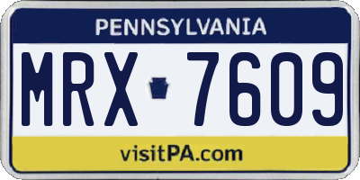 PA license plate MRX7609