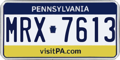 PA license plate MRX7613