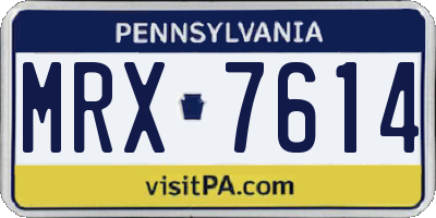 PA license plate MRX7614