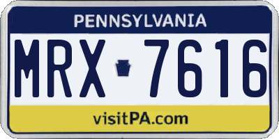 PA license plate MRX7616