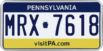 PA license plate MRX7618