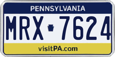 PA license plate MRX7624