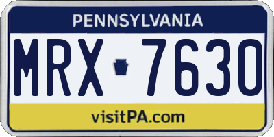 PA license plate MRX7630