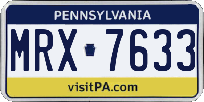 PA license plate MRX7633