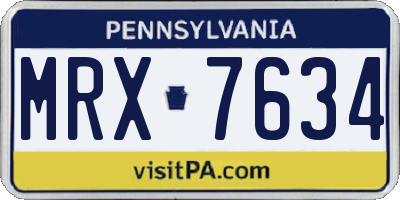 PA license plate MRX7634