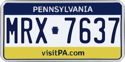 PA license plate MRX7637