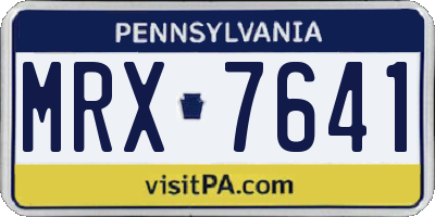 PA license plate MRX7641