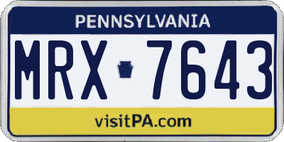 PA license plate MRX7643