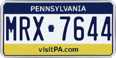 PA license plate MRX7644