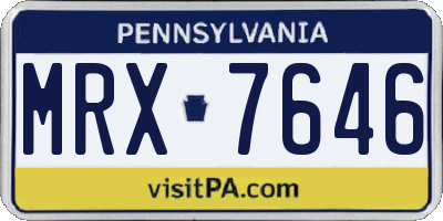 PA license plate MRX7646