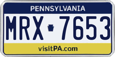 PA license plate MRX7653