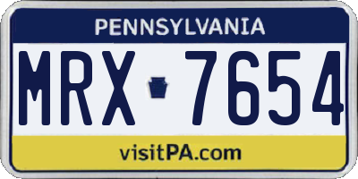 PA license plate MRX7654