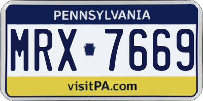 PA license plate MRX7669