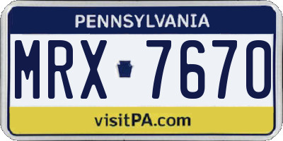 PA license plate MRX7670