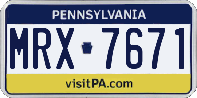 PA license plate MRX7671