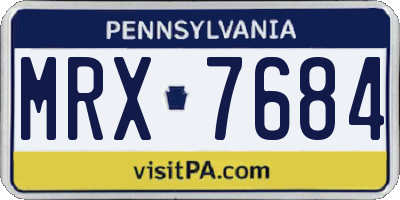 PA license plate MRX7684