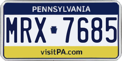 PA license plate MRX7685