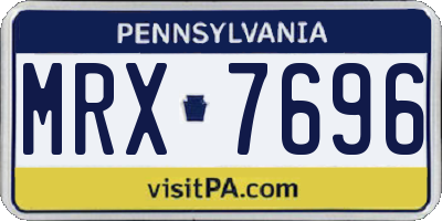 PA license plate MRX7696