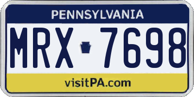 PA license plate MRX7698