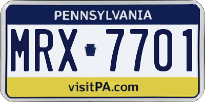 PA license plate MRX7701