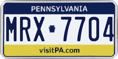 PA license plate MRX7704