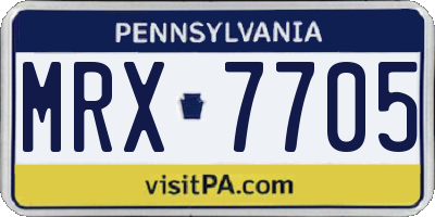PA license plate MRX7705