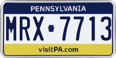PA license plate MRX7713