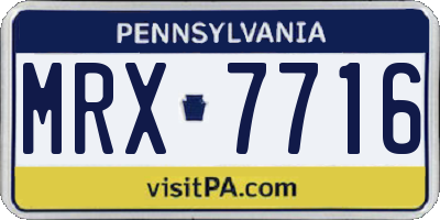 PA license plate MRX7716