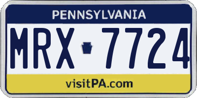 PA license plate MRX7724