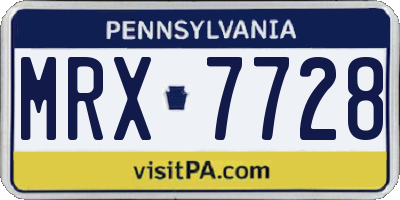 PA license plate MRX7728