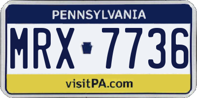PA license plate MRX7736