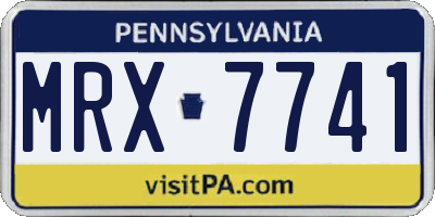 PA license plate MRX7741