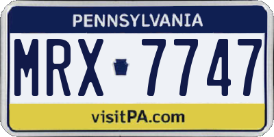 PA license plate MRX7747