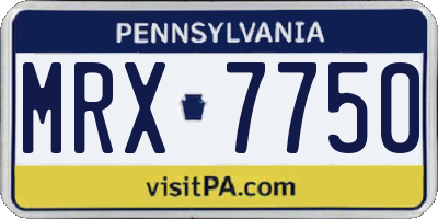 PA license plate MRX7750