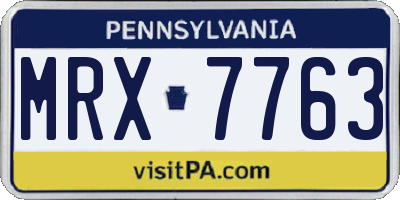 PA license plate MRX7763