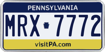PA license plate MRX7772