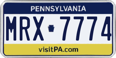PA license plate MRX7774