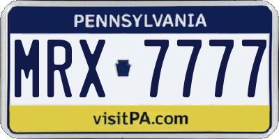 PA license plate MRX7777
