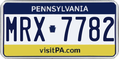 PA license plate MRX7782